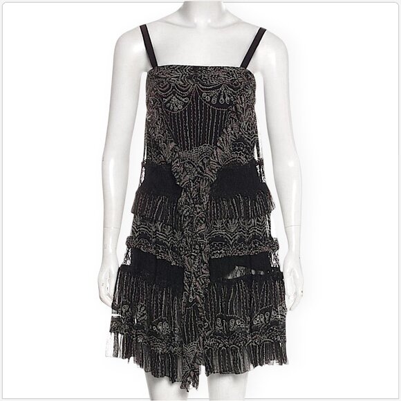 Diane Von Furstenberg DVF Taleen Dress Silk Tiered Ruffle Lace $425 NWT New 4 - Picture 1 of 6